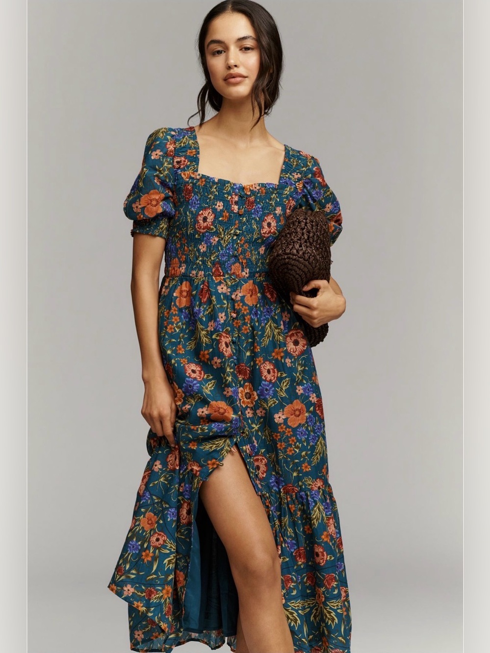 Anthropologie Peregrine Cotton Puff-Sleeve Midi Dress NWT